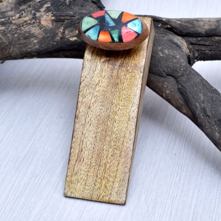 Multi-Coloured Handcrafted Wooden Door Stopper